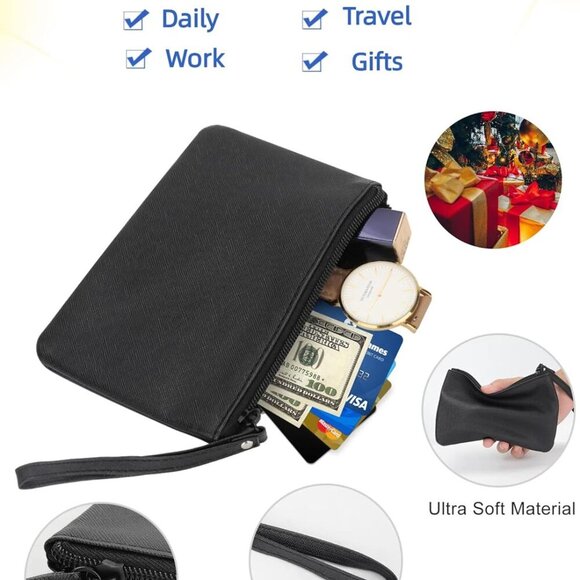 Small Makeup Bag for Purse Mini Cosmetic Pouch Zipper Little Wristlet, Tiny Make - Picture 4 of 8